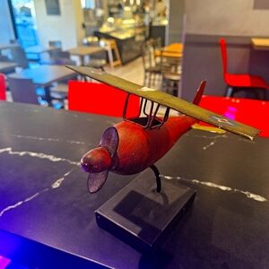 Vintage Red Tin Airplane Model‎ Home Accent